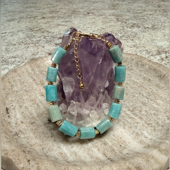 Gold-Filled Amazonite Tube Bead Bracelet - Picture 5 of 5